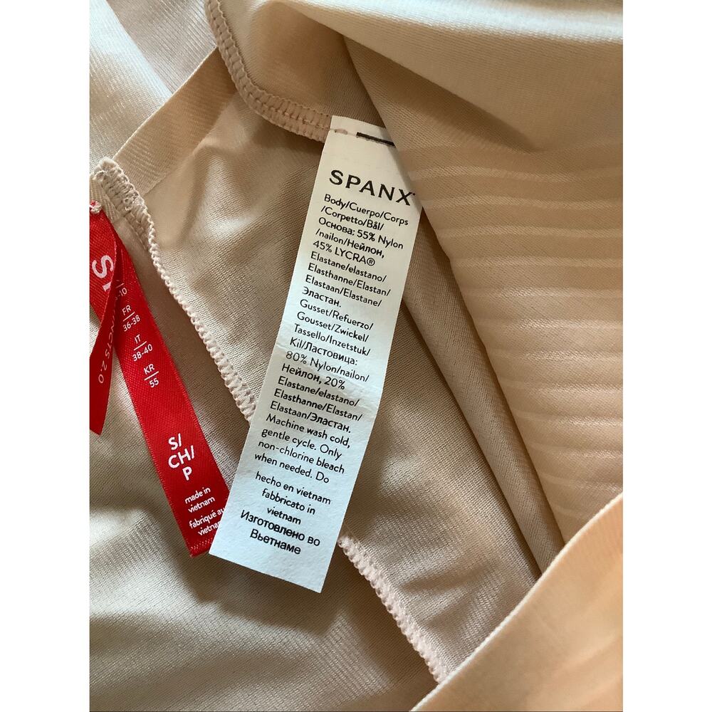 SPANX Women's Small Champagne Open Bust Mid Thigh Bodysuit Shapewear Sexy U4-1 - Picture 7 of 8